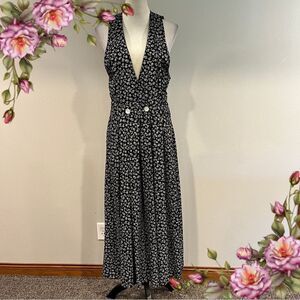 Vintage deep v-neck maxi Dress size 10